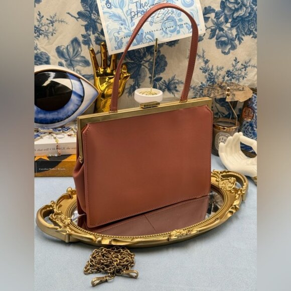 🆕 OROTON 🧿 NWOT Icon Frame Clutch, Rosewood Pink - Picture 12 of 16